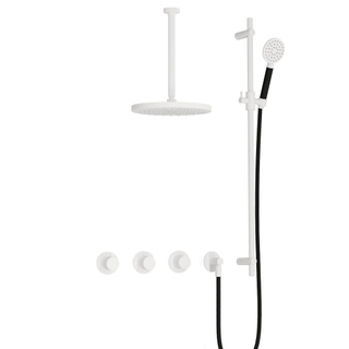 Hotbath Cobber IBS70 Regendoucheset inbouw - 30cm plafondarm - 30cm ronde hoofddouche - 3 standen handdouche - glijstang - wit mat