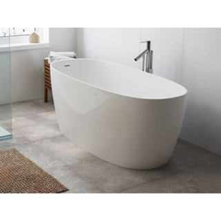 Plieger Ceno baignoire autoportante en pierre minérale avec trop-plein intégré 160x70x61 cm blanc mat