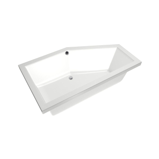 Xenz Society 160 ligbad - 160x90cm - met overloop - zonder afvoer - Hoekopstelling rechts - Acryl - glans Wit