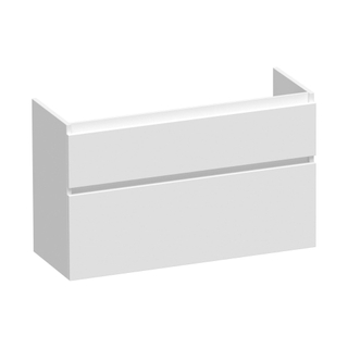 Saniclass Advance Meuble sous-lavabo 99x60x38.6cm peu profond sans poignées 2 tiroirs 1 espace siphon MDF Blanc mat