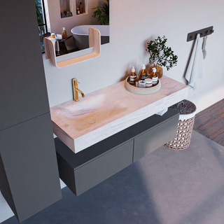 Mondiaz ALAN-DLUX Ensemble de meuble - 120cm - meuble Plata mat - 2 tiroirs - Lavabo Cloud Ostra suspendu - vasque gauche - 1 trou de robinet