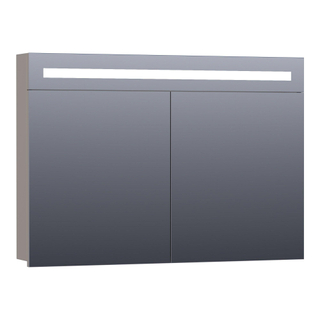 Saniclass 2.0 Armoire de toilette 100x70x15cm éclairage intégré rectangulaire 2 portes pivotantes MDF Taupe mat