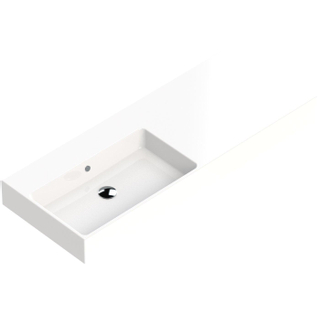 Thebalux Lavabo quadro 120cm céramique 1x cuve à gauche sans trou de robinet blanc