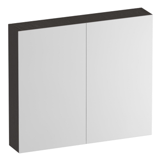 BRAUER Impress Deluxe armoire de toilette - 80x70x15cm - éclairage interne et externe - 2 portes miroir double face - Anthracite Bois