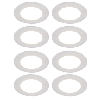 QAZQA Blanca Spot encastrable - lot de 8 - 9x9cm - LED inclus - à 3 intensités réglables - IP65 - Rond - Blanc