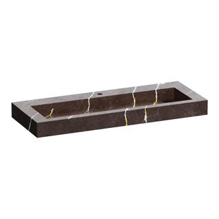 Saniclass Artificial Marble Lavabo pour meuble - 119.6x10.5x45.7cm - sans trop-plein - 1 vasque - 1 trou de robinet - composite - Copper Brown