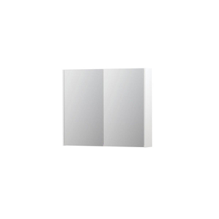 INK SPK2 Spiegelkast - 90x14x74cm - 2 deuren - dubbelzijdige Spiegel - schakelaar en stopcontact - MDF lak wit mat