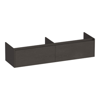 BRAUER Embrace meuble sous lavabo - 159,8x35x45,5cm - 2 tiroirs à fermeture douce - sans poignée - 2 découpes pour siphon - Bois Anthracite