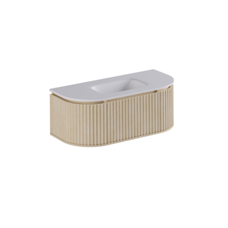 Thebalux Epoque Ensemble de meuble - 120x54x41.5cm - 1 tiroir - 2 portes - sans poignée - lavabo Corian - au centre - sans trou de robinet - Placage Blanc