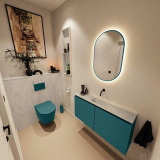 MONDIAZ TURE-DLUX Meuble toilette - 100cm - Smag - EDEN - vasque Opalo - position centrale - sans trou de robinet