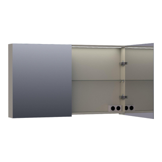 BRAUER Impress Deluxe spiegelkast - 120x70x15cm - interne en externe verlichting - 2 dubbelzijdige spiegeldeuren - mat taupe