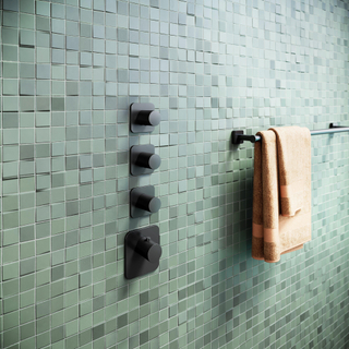 Hotbath Gal Afbouwdeel voor Highflow Thermostaat met 3 stopkranen Mat zwart