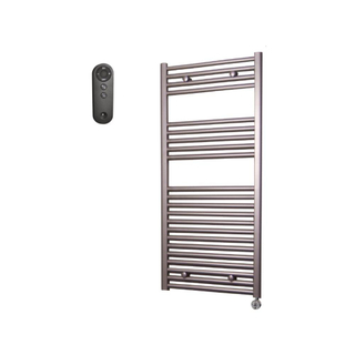 Sanicare HVS Radiateur électrique - 111.8x60cm - 730W - avec télécommande - thermostat - chrome - en bas à droite - aspect inox (argent)