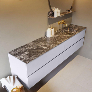 Mondiaz VICA-DLUX ensemble de meuble de salle de bain - 200cm - meuble sous-vasque cale - 4 tiroirs - lavabo encastrée cloud droite - sans trous de robinet - version haute de 60cm - lave