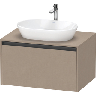 Duravit ketho 2 meuble sous lavabo avec plaque console et 1 tiroir 80x55x45.9cm avec poignée anthracite lin mat