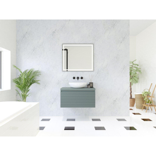 HR Matrix ensemble de meubles de salle de bain 3d 80cm 1 tiroir sans poignée avec bande de poignée en couleur petrol matt avec dessus petrol matt