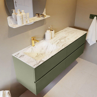 Mondiaz VICA-DLUX ensemble de meuble de salle de bain - 150cm - meuble sous-vasque armée - 4 tiroirs - lavabo encastré nuage gauche - 1 trou de robinet - version haute de 60cm - glace