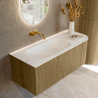 Mondiaz KURVE-DLUX Badkamermeubelset - 115x46x40cm - 1 lade - 1 deur - wastafel solid surface - links - zonder kraangat - Dusk