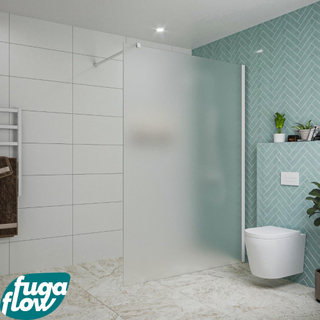 FugaFlow Eccelente Vetro inloopdouche badkamer - 140x200cm - mat glas - wandarm - mat wit