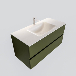 ENSEMBLE DE MEUBLE MONDIAZ VICA - 100cm - 2 tiroirs - lavabo Cloud central - 1 trou de robinet - solid surface army