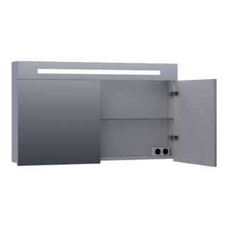 BRAUER 2.0 Spiegelkast - 120x70x15cm - verlichting geintegreerd - 2 links- en rechtsdraaiende spiegeldeuren - MDF - mat grijs