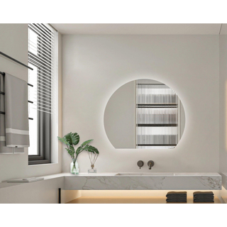 FugaFlow Eccelente Arredo Miroir salle de bain 120x102.4cm - demi-sphère - horizontal/vertical - éclairage LED indirect - chauffe miroir - infrarouge