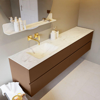 Mondiaz VICA-DLUX ensemble de meuble de salle de bain - 200cm - meuble sous-vasque repos - 4 tiroirs - lavabo encastrée cloud gauche - sans trous de robinet - version haute de 60cm - opalo