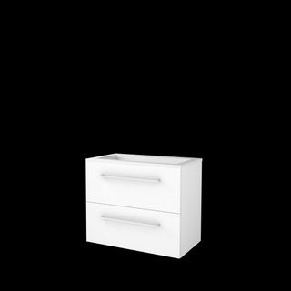 Basic-Line Start 46 ensemble de meubles de salle de bain 80x46cm avec poignées 2 tiroirs vasque acrylique 1 trou pour robinetterie mdf laqué blanc glacier