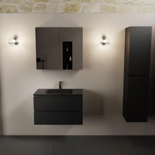 Mondiaz AIVY Ensemble de meuble - 80x45x50cm - 1 trou de robinet - 1 vasque Urban Solid surface - Centre - 2 tiroirs - avec armoire de toilette - MDF Urban