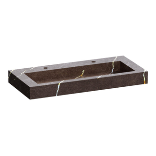 Saniclass Artificial Marble Lavabo pour meuble - 99.6x10.5x45.7cm - sans trop-plein - 1 vasque - 2 trous de robinet - composite - Copper Brown