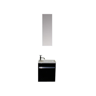 Saniclass New Future Armoire lave-mains avec miroir 40x22cm droite noir brillant
