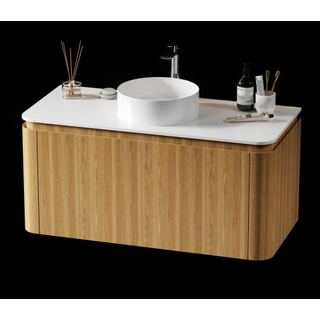 Saniclass Terra Wastafelonderkast - 100cm - 2 lades - afgeronde hoeken - sandwood