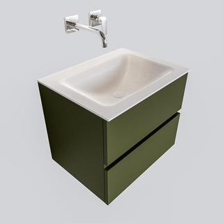 ENSEMBLE DE MEUBLE MONDIAZ VICA - 60cm - 2 tiroirs - lavabo Cloud central - 0 trous de robinet - solid surface army