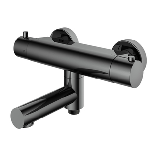 Hotbath Buddy thermostatische badmengkraan met wegdraaibare uitloop omstel uitloop zwart chroom SHOWROOMMODEL