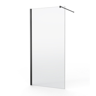 FugaFlow Efficiente Vetro Paroi de douche italienne 30x200cm Verre de sécurité 8mm anticalcaire Noir mat