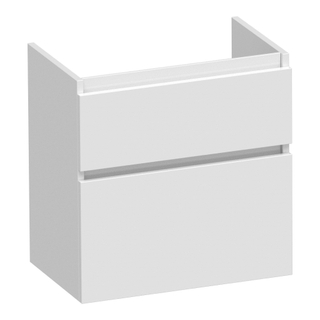 BRAUER Delight meuble sous lavabo peu profond - 60x39x60cm - 2 tiroirs softclose - sans poignée - 1 découpe pour le siphon - brillant blanc