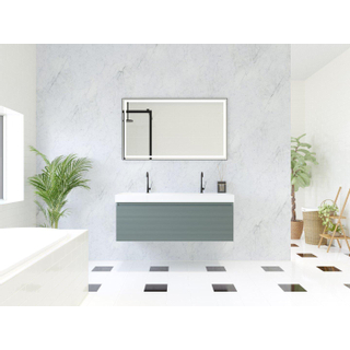 HR Matrix ensemble de meubles de salle de bain 3d 120cm 1 tiroir sans poignée avec poignée en couleur petrol matt avec lavabo seulement 2 trous pour robinet blanc