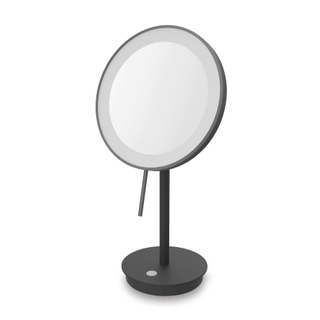 Zack Alona cosmeticaspiegel 13.3x20x37.8cm staand spiegel kantelbaar met batterijen zwart gepoedercoat