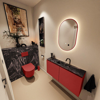 MONDIAZ TURE-DLUX Meuble toilette - 100cm - Fire - EDEN - vasque Lava - position centrale - 1 trou de robinet