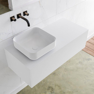 Mondiaz Lagom Meuble salle de bains 100x30.9x45cm Solid Surface Talc 1 tiroir avec lavabo BINX vasque à poser Gauche sans trous de robinet