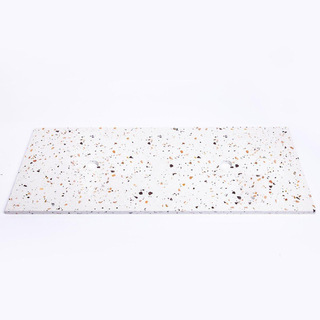Adema Tops Plan sous vasque - 120.5x1.8x46cm - 2 évacuations - sans trous de robinet - Terrazzo crème