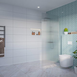 FugaFlow Eccelente Vetro Douche à l'italienne - verre strié - 90x200cm - 8mm - nano - profil encastré aveugle