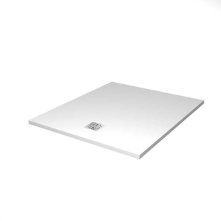 ZEZA Sol de douche 100x100x3cm avec vidage anti-dérapant et anti-bactérienne MineralSolid Blanc mat