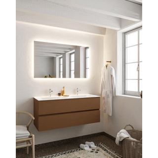 MONDIAZ VICA Ensemble de meuble salle de bain - 120cm - 2 tiroirs - lavabo Cloud double - 2 trous de robinet - solid surface rouille