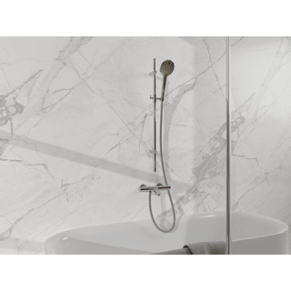 FortiFura Calvi Mitigeur baignoire - avec barre curseur - douchette ronde - flexible en métal - Chrome