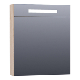 BRAUER Promise Deluxe spiegelkast - 60x70x15cm - met directe verlichting 1 linksdraaiende dubbelzijdige spiegeldeur Sunlit