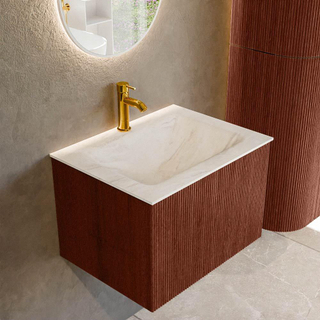 Mondiaz KURVE-DLUX Ensemble de meuble - 60x46x40cm - 1 tiroir - lavabo en solid surface - milieu - 1 trou de robinet - Ruby