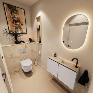 MONDIAZ TURE-DLUX Meuble toilette - 80cm - Cale - EDEN - vasque Frappe - position droite - 1 trou de robinet