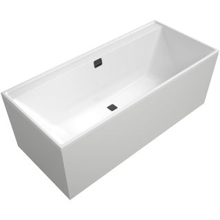 Villeroy & Boch Collaro inbouwbad rechthoek 180x80cm zwarte afvoerplug en mat wit