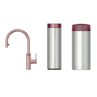 Quooker flex kokendwaterkraan - draaibare & uittrekbare uitloop - Combi+ incl. Cube reservoir - Warm / kokend / bruisend / gefilterd water - Rosé koper